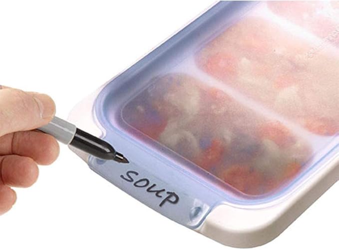 PrepWorks PKS-725 Dishwasher Safe 1 Cup 4 Serving Leftover Soup & Food Storage Freezer Pod Tray with Silicone Lid, Blue & White
