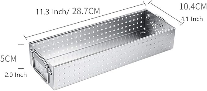 Mesh Cutlery Tray Drawer Organizer - 304 Stainless Steel Kitchen Utensil Drawer Organizer/Silverware Storage Kitchen Utensil Flatware Tray - 11.3x4.1x2.0 Inch
