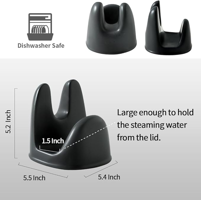 Nihow Pot Lid Holder: Stable Ceramic Pan Lid Holder for Kitchen Counter Decor/Countertop/Stove Top- Heat Resistant & Dishwasher Safe - Elegant Matte Black Set of 2