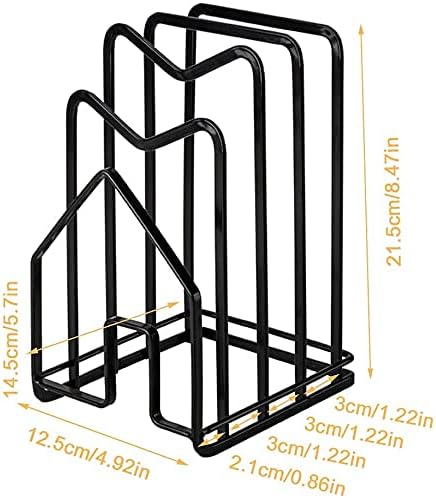 SUNFICON Cutting Board Rack Chopping Board Organizer Stand Holder Kitchen Countertop Pots Pan Lids Rack Organizer Flat Steel 4.92 x 5.7 x 8.47 in. Black