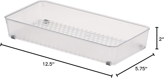Spectrum Diversified Hexa Drawer Organizer Tray Modern Kitchen Cutlery, Utensil, Silverware Holder, Cabinet Storage, 6 x 12, Clear Frost