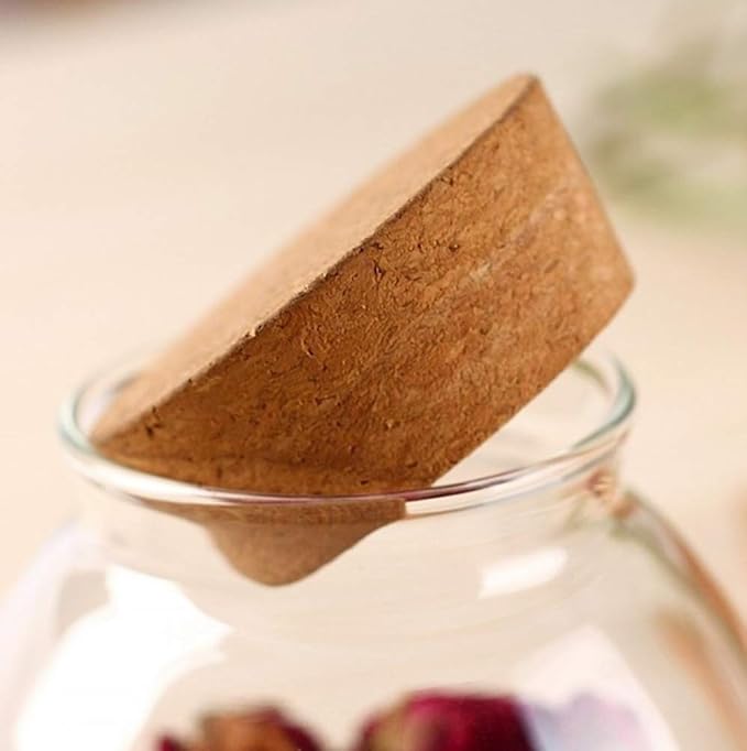 500ml/17oz Round Clear Glass Jar Food Wood Storage Jar Containers With Wood Cork Stopper Kitchen Snack Sealed Can for Tea Coffee Beans Candy Nuts Dry Flower