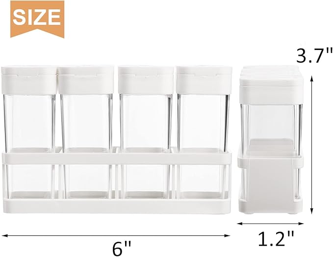 ZOOFOX 12 Pieces Spice Shaker Jars, Plastic Seasoning Shaker Box Set with Lid, Transparent Barbecue Storage Containers Spice Racks Kitchen Supplies