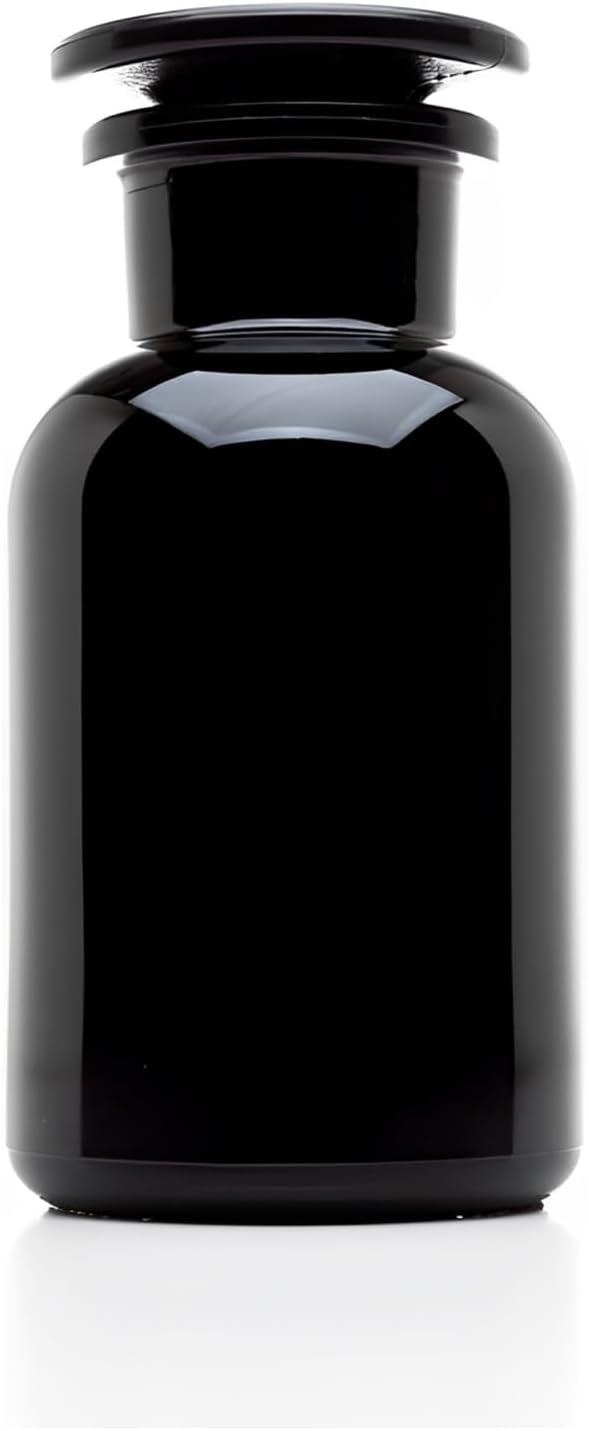 Infinity Jars Round jar Black Ultraviolet Glass Refillable Empty Apothecary Jar 250 ml(8.4 Fl oz) with Airtight Glass Lid for Tea, Spices, Dried Goods, Herb Storage | Smell Proof Jar