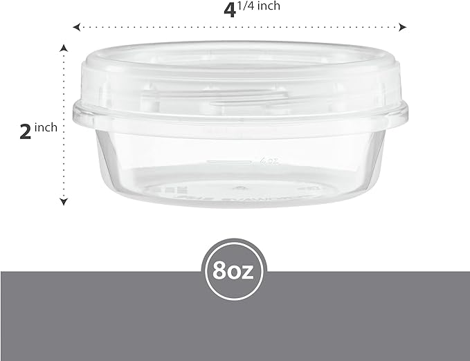 (8 Ounce 10 Pack) Clear Twist cap Containers with Clear Top Screw on Lids Twist Top Food Storage Freezer Containers