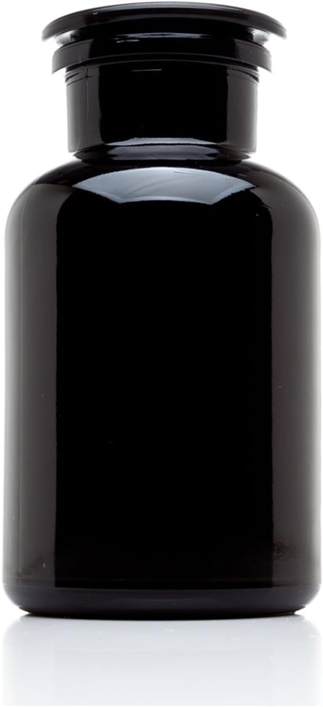 Infinity Jars 1L (34 Fl oz) Round jar Black Ultraviolet Glass Refillable Empty Apothecary Jar with Airtight Glass Lid for Tea, Spices, Dried Goods, Herb Storage | Airtight Smell Proof Jar