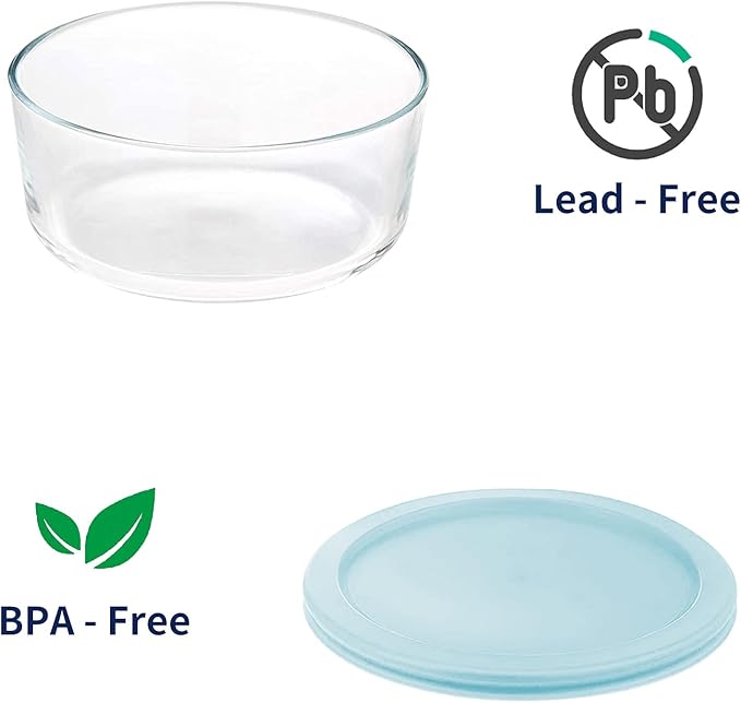Luvan Glass Storage Containers with Lids, Set of 6 Round Glass Food Storage Containers (2cup/4cup/7cup) for Kichen and Storage, Dishwasher, Refrigerator and Microwave Oven Safe