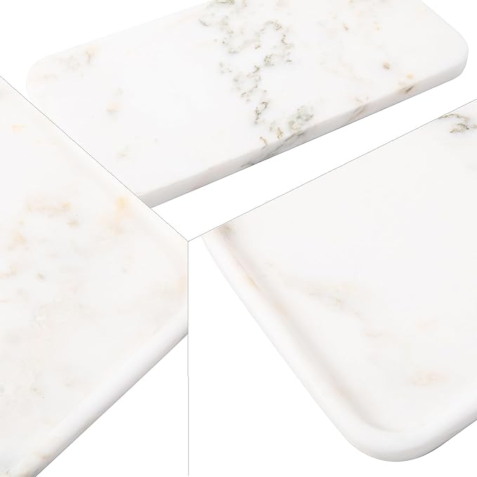 YKAJO Marble Tray, 12"x6", Countertop Organizer Rectangular Serving Platter Decorative Elegant Natural for Perfume, Candles, Jewelry
