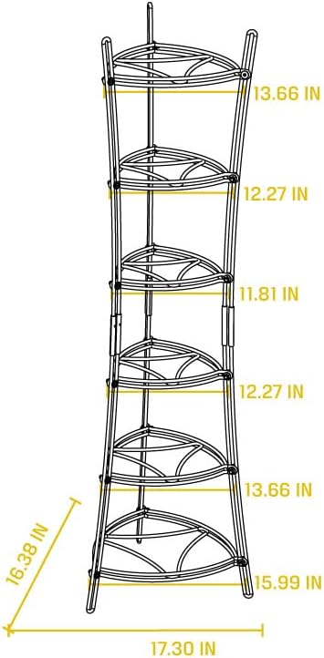 Lodge 6-Tier, Kitchen and Pantry Cast Iron Cookware Storage Organizing Tower, Steel Construction, Matte Black , 32.67" x 20.19" x 6"