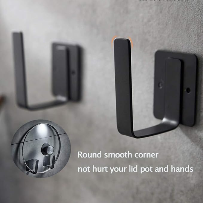 Pot Lid Holder Rack - Chopping Board Knife Organizer - Punched Stainless Steel Wall Mounted Cabinet Single Robe for Kitchen, Bathroom, Living Room, Set of 2