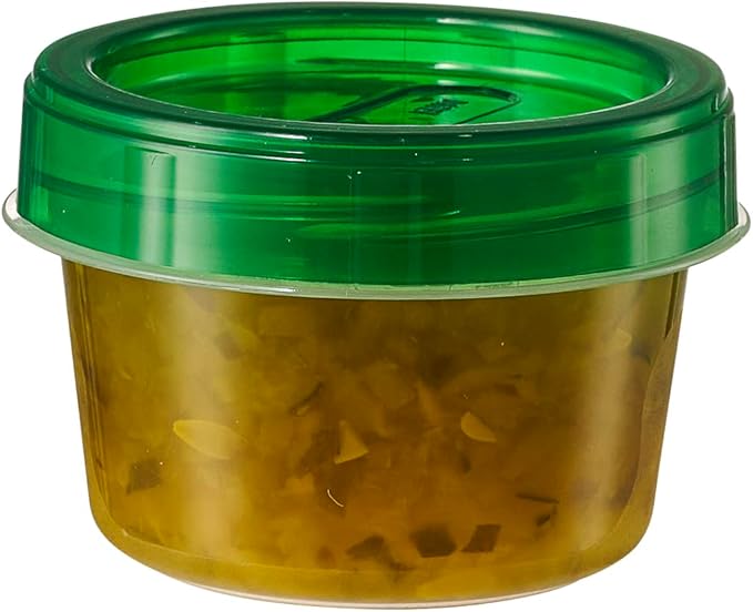 PLASTICPRO 6 Pack Twist Cap Food Storage Containers with Green Screw on Lid- 4 oz Reusable Meal Prep Containers - Small Freezer Containers Microwave Safe Green Plastic Food Storage