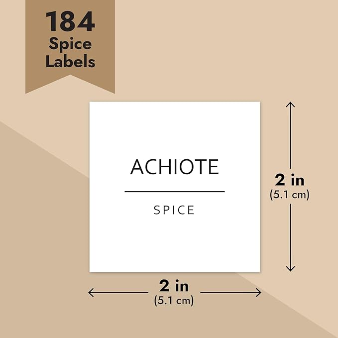 Talented Kitchen 184 Spice Labels & Stickers for Herbs - Water-Resistant Preprinted White Jar Labels for Pantry Organization, Minimalist Black Text, Numbers & Dates
