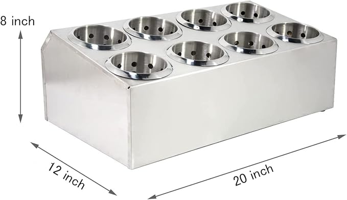 Commercial Silverware Caddy Utensil Holder Countertop 8 Holes Utensil Dispenser Holder Stainless Steel Cylinder Flatware Silverware Organizer for Restaurant Buffet