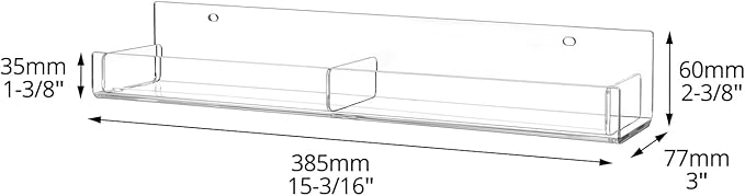 QWORK Clear Acrylic Spice Rack Organizer for Wall - 2-Pack Acrylic Spice Shelf, Spice Shelf Organization,for Kitchen