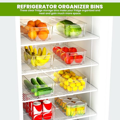 Utopia Home - Fridge Organizer Bins - Refrigerator Organizing Bins - Pantry Organizers & Storage - Stackable for Home & Kitchen Pantry Organization - Clear Plastic Containers (8 Pack)