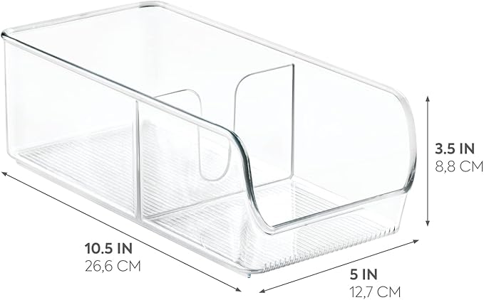 iDesign Linus Spice Packet Organizer Bin for Kitchen Pantry, Cabinet, Countertops - Clear Large