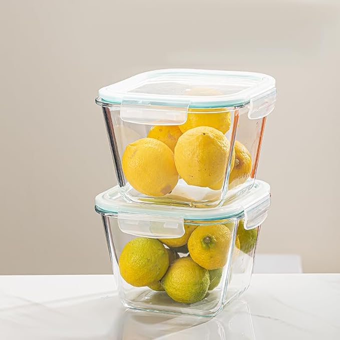 2600 ML /88oz/ 11 Cup LARGE Glass Food Storage Container with Airtight Locking Lid for Storing food, Vegetables, Fruits Roasting Turkey Freezer Microwave & Oven Safe Leak Proof Stackable