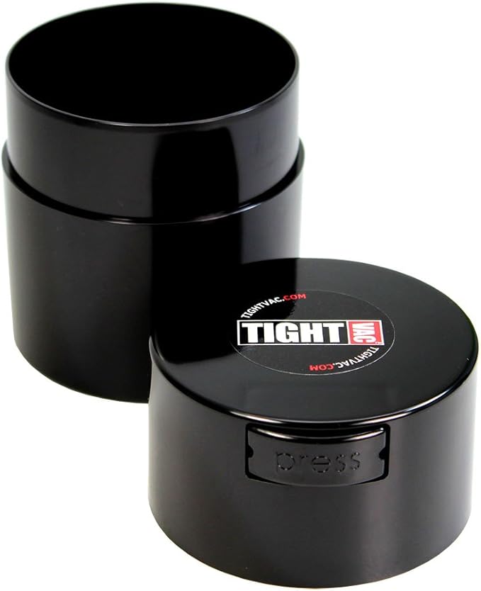 Tightvac - Premium Airtight Herb Storage Container - Holds ½ oz to 3 ounces - Keep Your Herbs and Dry Goods Fresh and Flavorful. Black