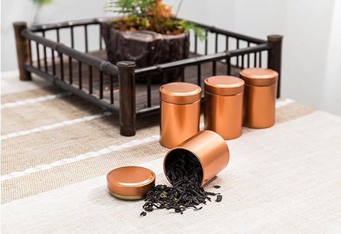 6 Aluminum Tea Tins Canister with Airtight Single Lids,2 oz Tea Canister Dry Storage Caddy Box,Candle Making Kits,Waterproof Mini Tins for Loose Tea,Spices, Coffee,Sugar (6 Colors)