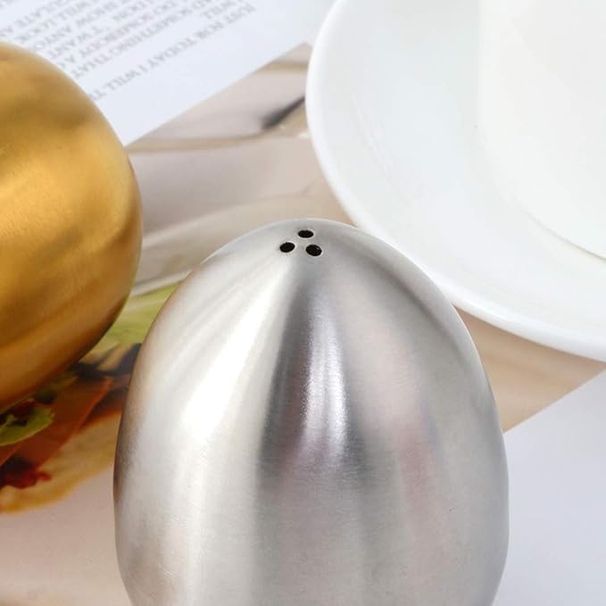 Salt Pepper Shaker Set: Stainless Steel Salt & Pepper Dispenser 2 Pieces for Kitchen (Silver)