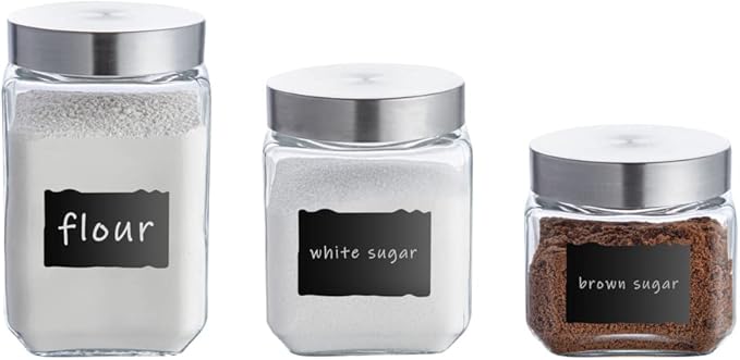 Restaurantware Vetri Glass Storage Jar Set 3-Piece Dishwashable Glass Cookie Jars - Airtight Seal Hot & Cold Friendly Clear Glass Glass Candy Jars For Kitchen Laundry Or Storage