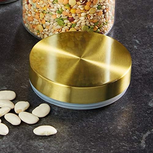 MasterClass KitchenCraft Airtight Glass Food Storage Jar with Brass Lid, Transparent, 700 ml (1.25 Pints)