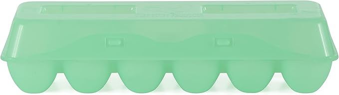 Tuff Stuff TS-ETS12 Reusable Carrier Washable Storage Container Empty Plastic Chicken Egg Carton Tray with Lid, 12 Eggs, Green