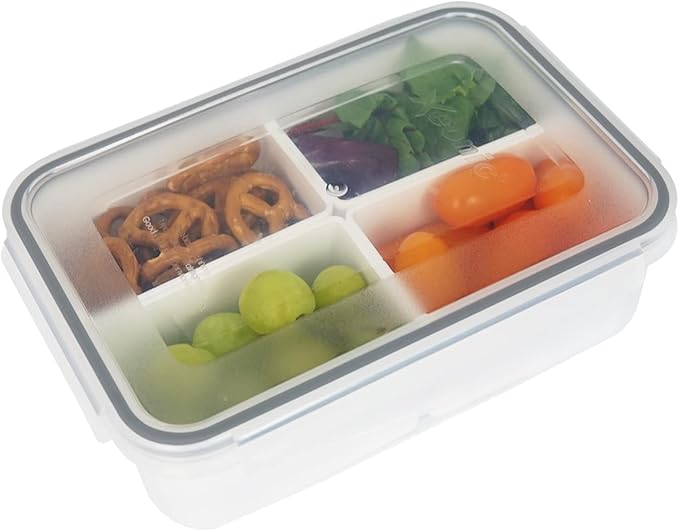 carrotez Food Storage Container with 4 Removable Compartments, Food Prep Container with Airtight Lids, Portion Control Container, Reusable, BPA Free, 4.6 Cup(1100ml)
