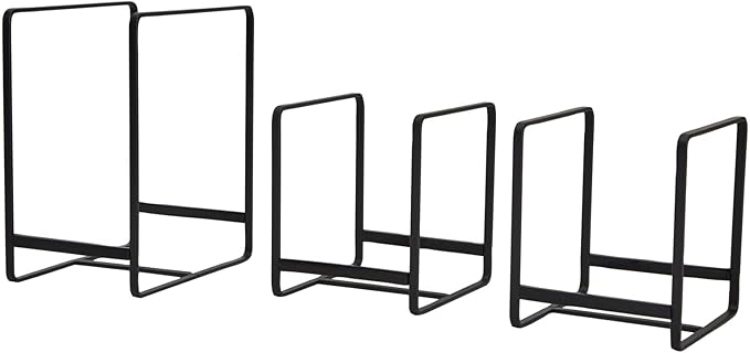 Juvale 3 Piece Plate Organizer for Kitchen Cabinet, Shelf, 2 Sizes for Pots, Pans, Cutting Boards (Black)