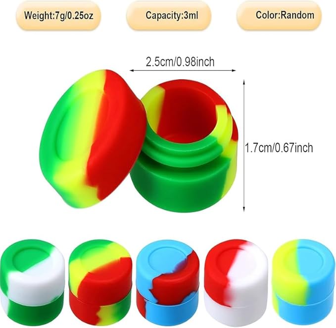 3ml Lots Silicone Container Box 18 colors 100pcs
