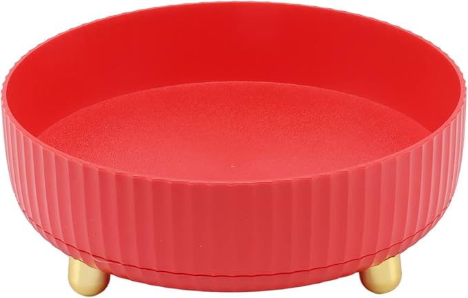 360 Degree Rotating Storage Rack Organizer Round Cosmetic Spice Rack Turntable for Kitchen Cabinet Pantry Small (Red)