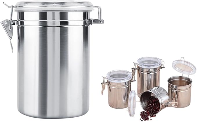 Airtight Coffee Canister, Stainless Steel Coffee Container, Vacuum Sealed Food Storage Containers for Rice Grain Cereal Oatmeal Beans(xl)