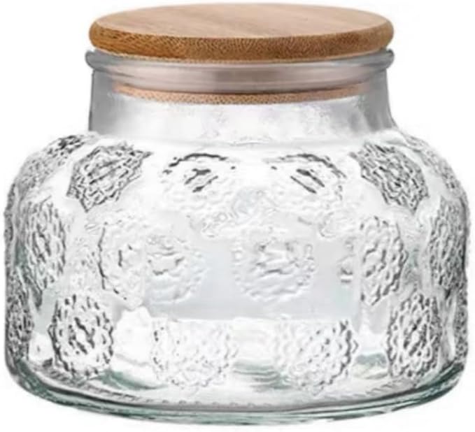 Vintage Glass Jar Canister, 25.3 FL OZ Glass Food Storage Jar, Glass Jar with Lid, Decorative Jar for Home Kitchen Coffee, Tea, Candy, Sugar Jar (Snowflake)