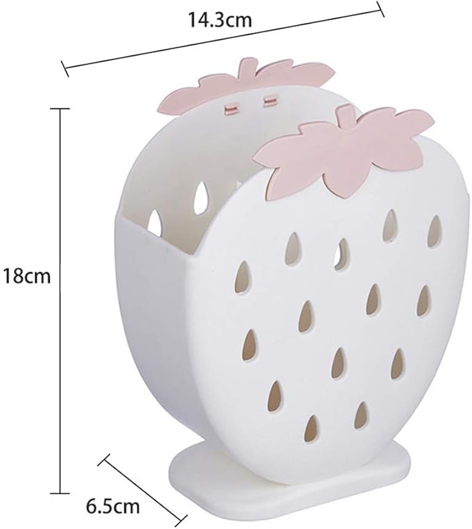AKOAK 1 Pack Strawberry Chopsticks Stand, Cutlery Storage Box, Suitable for Storing Spoons, Chopsticks, Spoons, Knives and Other Kitchen Utensils (Creamy White)