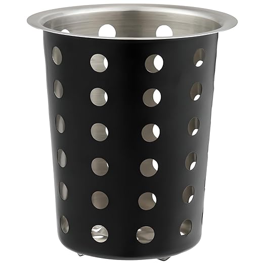 OCS Parts Stainless Steel Utensil Drying Cups | Matte Black | Set of 3 | Perforated Kitchen Flatware and Silverware Holder