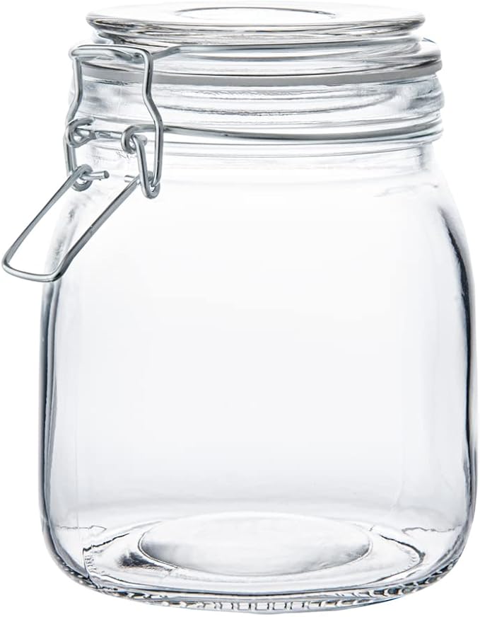 Restaurantware Vetri 30.4 Ounces Glass Storage Jars 3-Piece Dishwashable Glass Cookie Jars - Airtight Seal Hot & Cold Friendly Clear Glass Glass Candy Jars For Kitchen Laundry Or Storage
