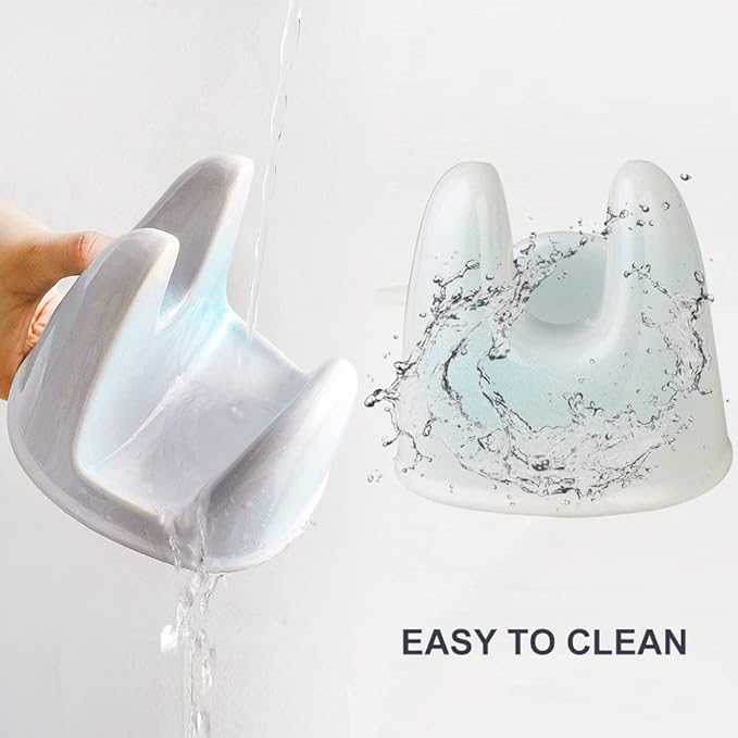 Nihow Pot Lid Holder: Stable Ceramic Pan Lid Holder for Kitchen Counter Decor/Counter top/Stove Top- Heat Resistant & Dishwasher Safe - Elegant White & Green (1 PC)
