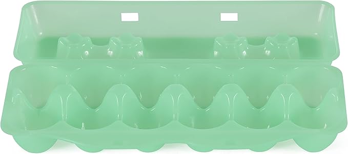 Tuff Stuff TS-ETS12 Reusable Carrier Washable Storage Container Empty Plastic Chicken Egg Carton Tray with Lid, 12 Eggs, Green