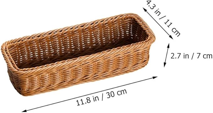 Cabilock 2pcs Wicker Rectangular Woven Baskets Bins Rattan Woven Utensils Holder Cutlery Organizer for Countertop Chopsticks Storage