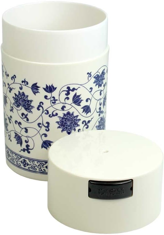 Teavac 6-Ounce Vacuum Sealed Tea Storage Container, White Floral Design