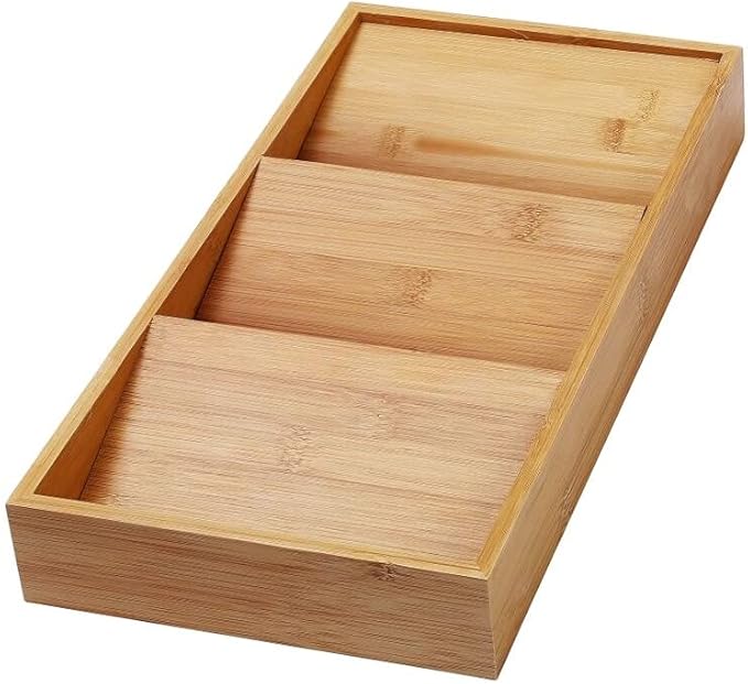 YBM Home In-Drawer 3-Tier Bamboo Spice Rack Drawer Organizer Tray for Cabinet and Kitchen Drawers, 3 Slanted Tiers for Garlic, Salt, Pepper, Seasonings, Spice Jars, and More, 316
