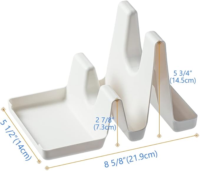 Poeland Pot Lid Holder Organizer, Plastic Wavy-Shape 2 Layers Pot Lid Stand Multifunction Kitchen Countertop Storage Rack for Pot Lids, Spoons, Cutting Board