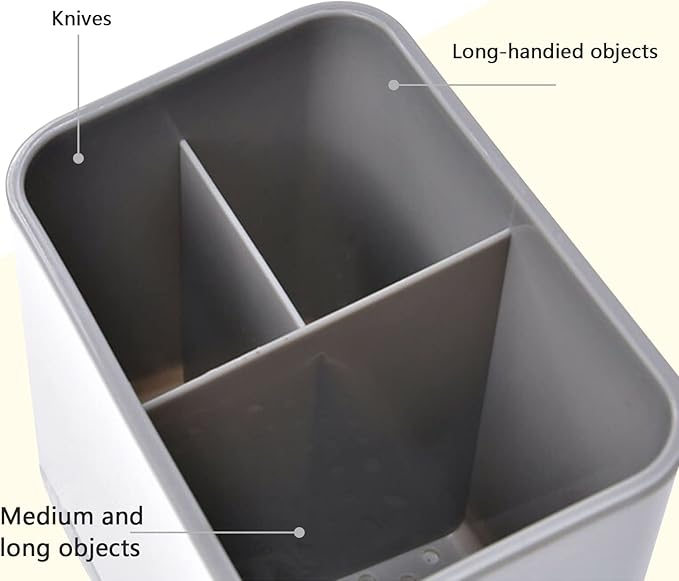 Utensil Holder Cutlery Drainer Sink Caddy, Chopsticks Holder Spoon Chopsticks Fork Drain Rack Basket Storage Holder Organizer Compartment Box (Grey)