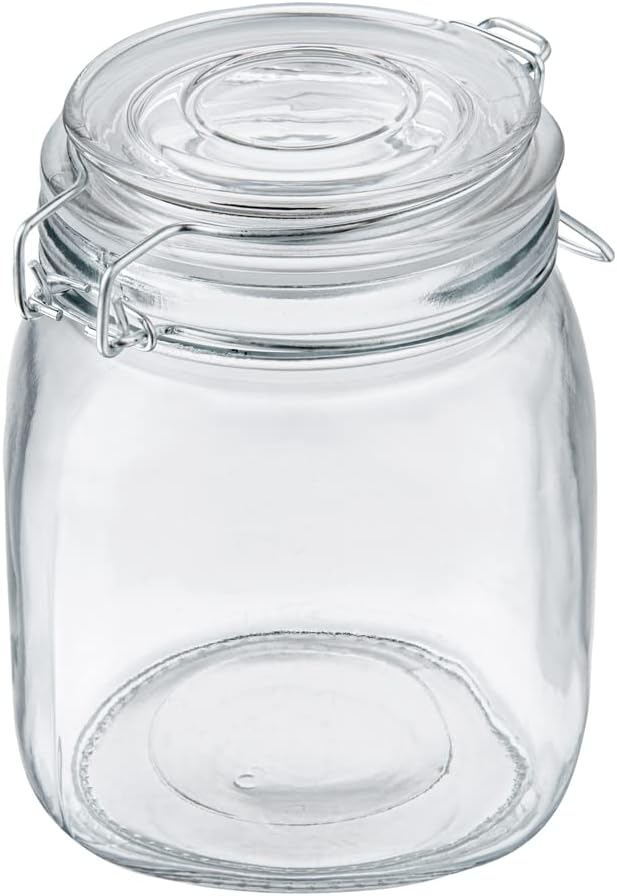 Restaurantware Vetri 30.4 Ounces Glass Storage Jars 3-Piece Dishwashable Glass Cookie Jars - Airtight Seal Hot & Cold Friendly Clear Glass Glass Candy Jars For Kitchen Laundry Or Storage