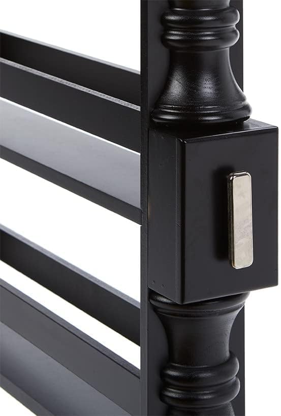 The Lakeside Collection Slim 4 Tier Black Wooden Storage Rack Cart on Wheels for Small Spaces, Kitchen, Bathroom Laundry Room Organization