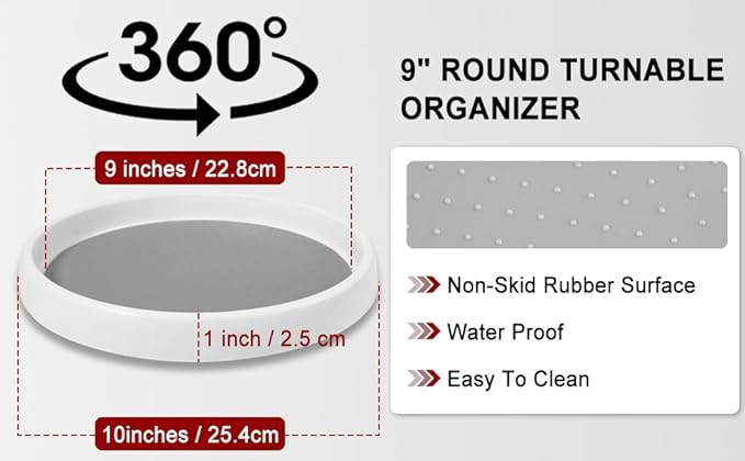 4pcs/pack Inner 9-inch Lazy Susan Kitchen Pantry Spice Rack Fridge Holder White Grey Non Skid Turntable Cans Cabinet Under Sink Organizer