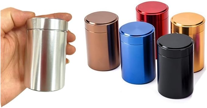 6 Aluminum Tea Tins Canister with Airtight Single Lids,2 oz Tea Canister Dry Storage Caddy Box,Candle Making Kits,Waterproof Mini Tins for Loose Tea,Spices, Coffee,Sugar (Black)