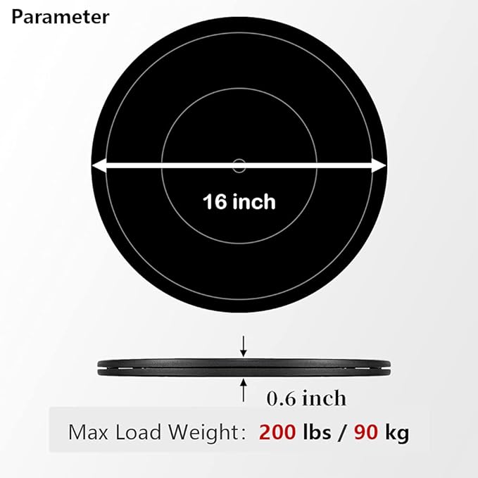 16 Inch Lazy Susan Turntable - Heavy Duty Rotating Swivel Steel Ball Bearings - Flat Base Stand for TV/Computer/Monitor/Arts/Crafts/Bonsai/Statue/Cabinet Organizer (Plastic&Black)