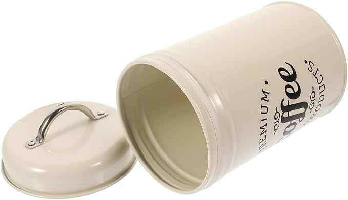 Luxshiny Metal Food Storage Jar with Airtight Lid Multi-Function Kitchen Container Vintage Sealed Canister for Coffee Bean Loose Tea Sugar Candy Pasta (1.2L Ivorywhite)