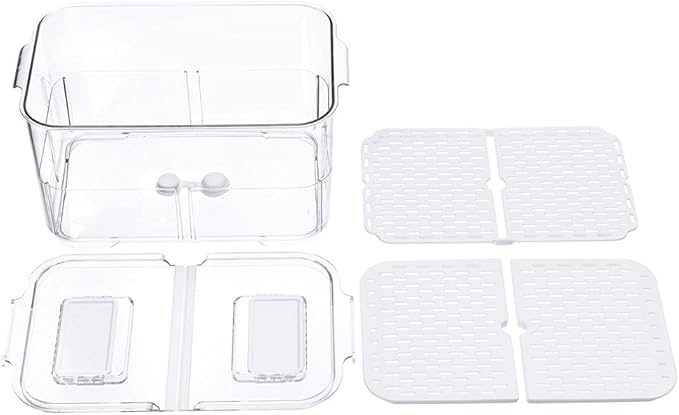 SANNO Vegetable Fruit Storage Containers, Produce Saver Containers Refrigerator Storage Containers Fresh Produce Saver with Lids and Vents,Stackable Salad Lettuce Keeper for Refrigerator